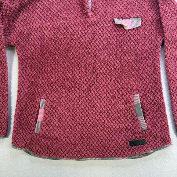 Simply Southern Pullover Fleece Mock Neck Snap Button Pocket Pink‎ Large - Picture 2 of 8